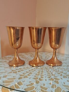 Polished Copper Goblet Set — 3-Piece Copper Finish Drinkware